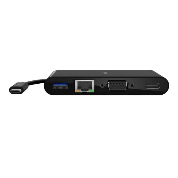 Belkin USB-C til Gigabit-Ethernet HDMI/VGA/USB-A-adapter, sort