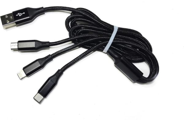 USB-kabel Msonic USB-A - USB-C + MicroUSB + Lightning 1 m Sort (MLU621)