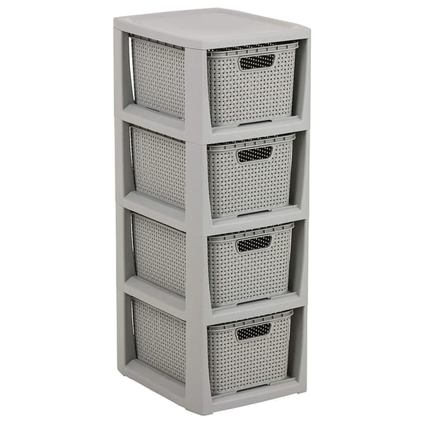 RATTAN REGAL 4 X 7L - 1726 GRÅ