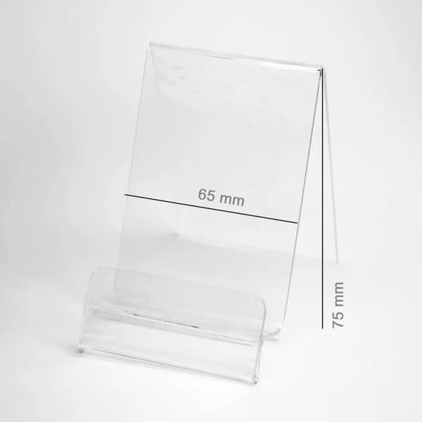 Lodret Plexiglas Stand med Prislap (Smartphone) bredde 65 mm