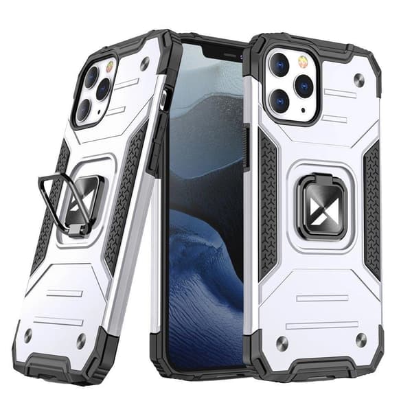 Wozinsky Ring Armor robust hybridfodral + magnetfäste för iPhone 13 Pro Max silver