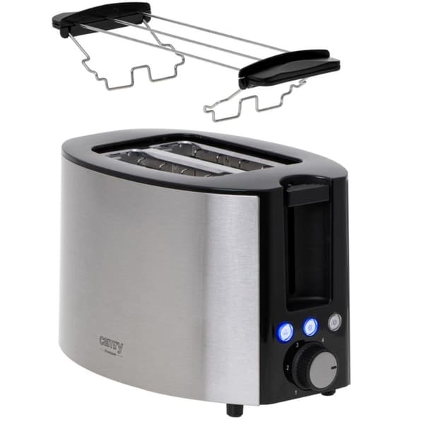 Camry Brødrister CR 3215 Effekt 1000 W, Antal riller 2, Husmateriale Rustfrit stål, Sort/Rustfrit stål