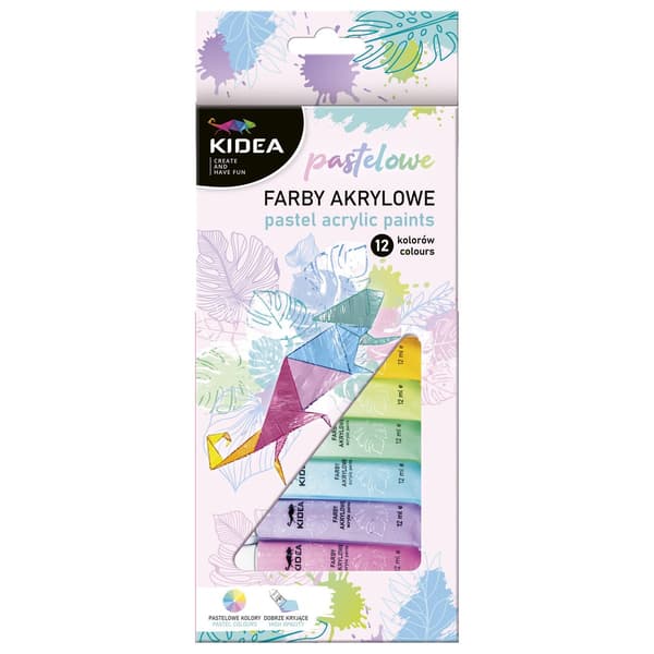 AKRYLFÄRG 12 FÄRGER 12ML PASTELL I TUB DERF KIDEA