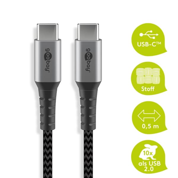 USB-kabel Goobay USB-C - USB-C 1 m Grå (49302)