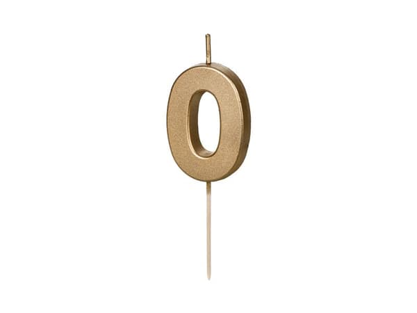 Syntymäpäiväkakun numero 0, 4,5 cm, kulta