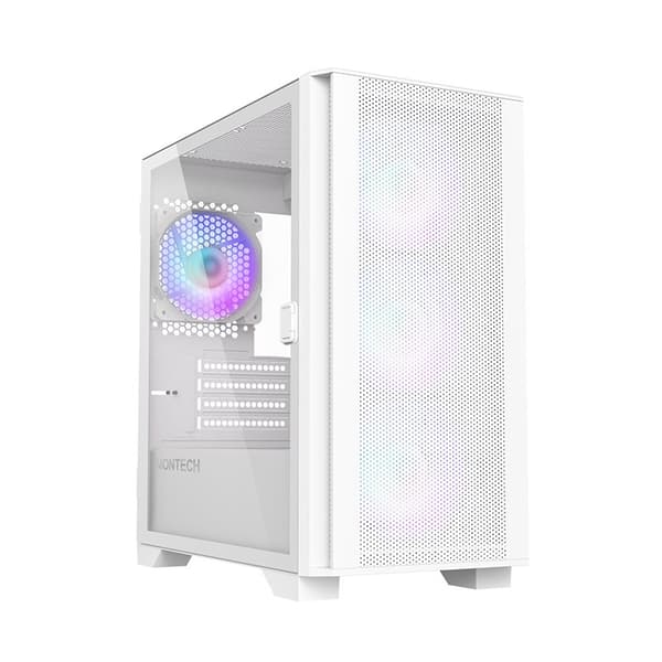 Montech Air 100 RGB Micro ATX Mini Tower-chassi med glaspaneler (vit)