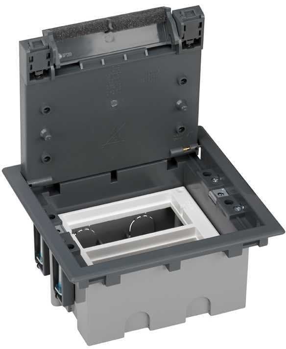 Simon Connect Gulvboks S500 2-modul 4x K45 gl. 70mm grå 52050002-035