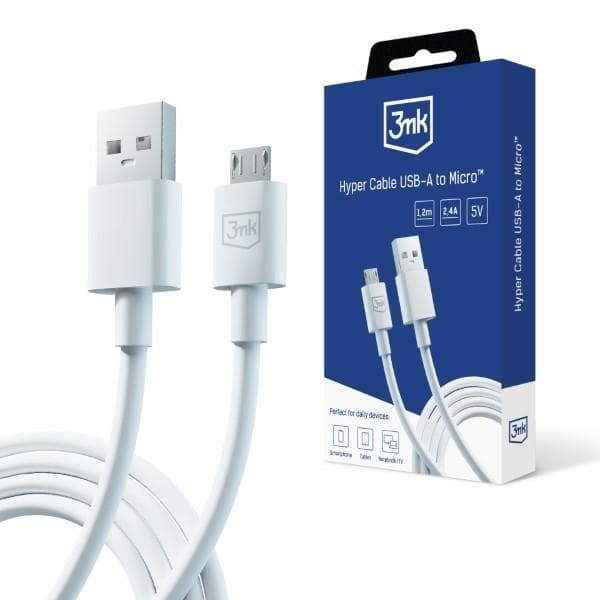 3MK HYPER KABEL USB-A - MICRO USB 1.2M 5V 2.4A VIT/VIT KABEL
