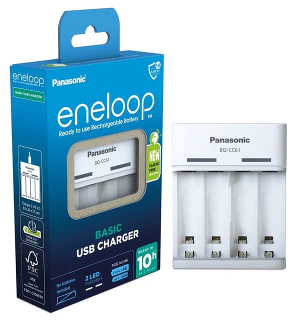 Panasonic Eneloop Basic Charger USB BQ-CC61 ilman paristoja
