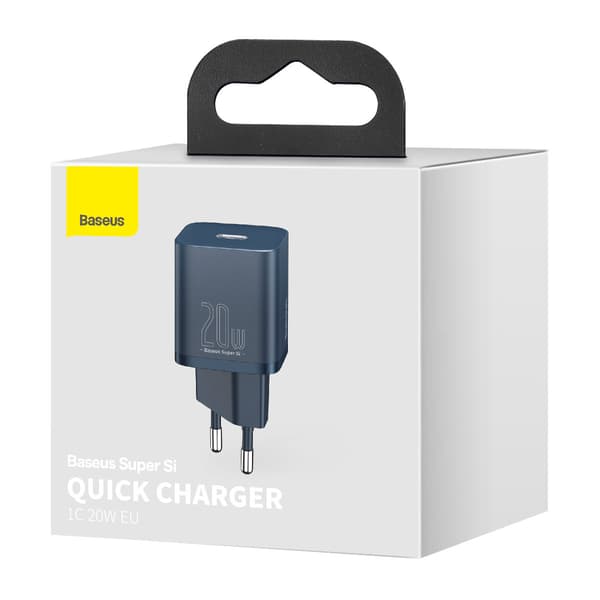Baseus Rejseoplader sæt Super Si 1C PD Hurtigoplader 20W Blå EU (CCSUP-B03)