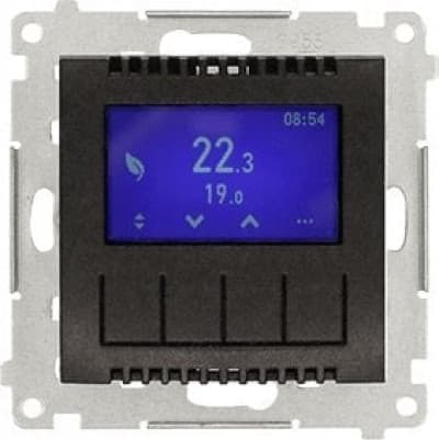 Simon 54 Temperaturregulator med display (intern sensor eller probe) antracit, metallic DETD1A.01/48