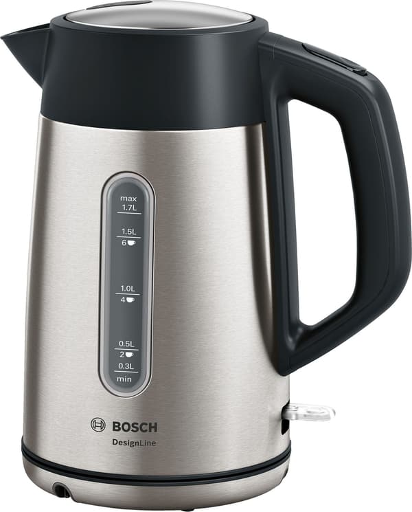 Bosch TWK4P440 Kedel, DesignLine, trådløs 1,7 l, 2.400 W, Rustfrit stål
