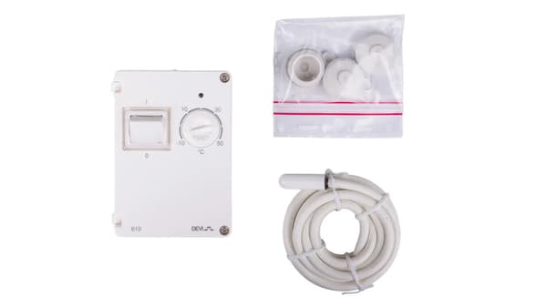Termostat DeviReg 610 230V 10A -10-50CIP44 vit 140F1080