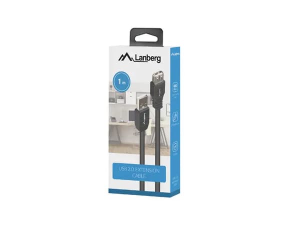 Lanberg USB-A USB-kabel - USB-A 1 m Sort (CA-USBE-15CU-0010-BK)