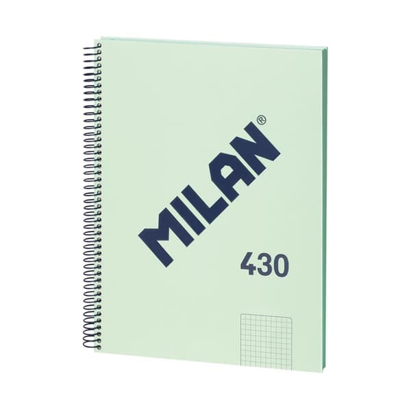 Notesbog på spiral A4/80K ternet 1918 grøn MILAN