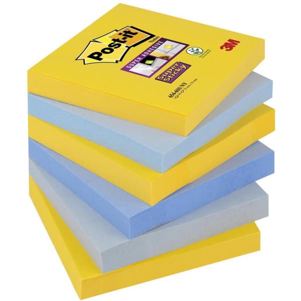 Post-it Sticky Notes POST-IT Super Sticky (654-6SS-NY), 76x76mm, 6x90 kort, new york