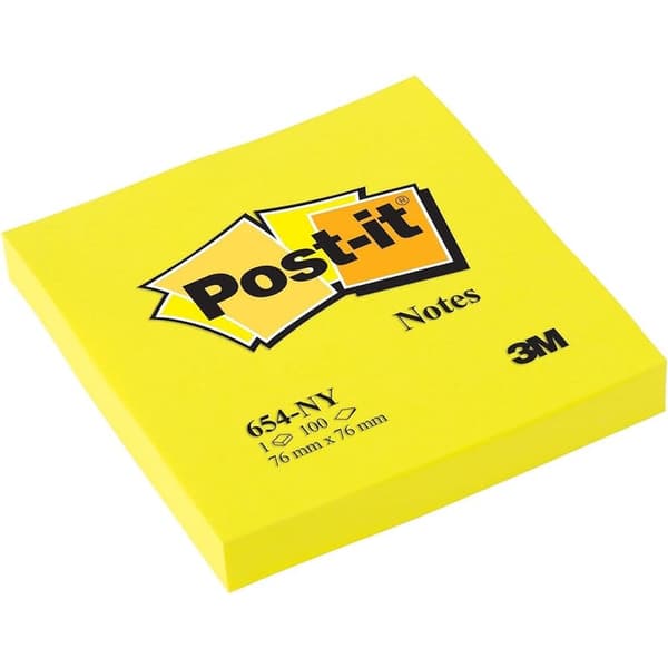 Post-it selvklæbende blok 76x76/100K gul neon (FT510010174)