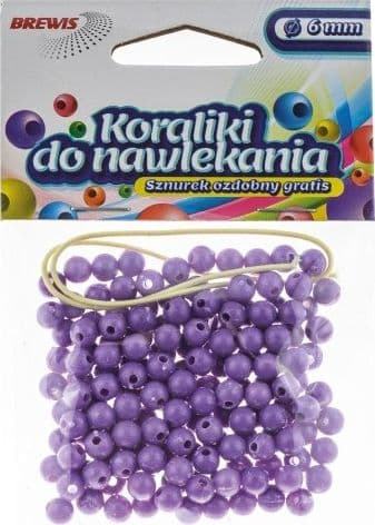 Lila trådpärlor + snöre 6mm 16g