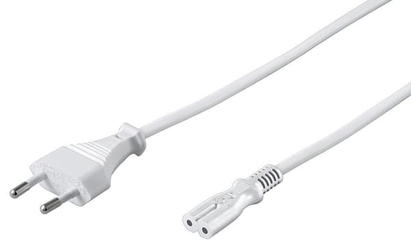 MicroConnect Strömkabel Notebook 3m Vit H03VVH2-F, 3X0,75MM2 2.5A 150st/låda