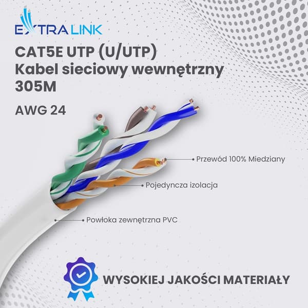 EXTRALINK Kat5e UTP U/UTP V2 internt kabel 305m