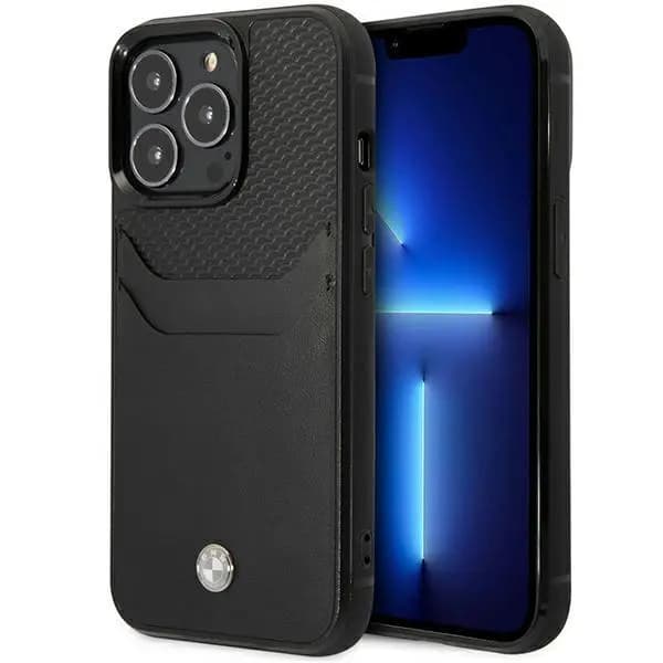 Etui BMW BMHCP14X22RSEPK iPhone 14 Pro Max 6.7\" sort/sort læder kortlomme