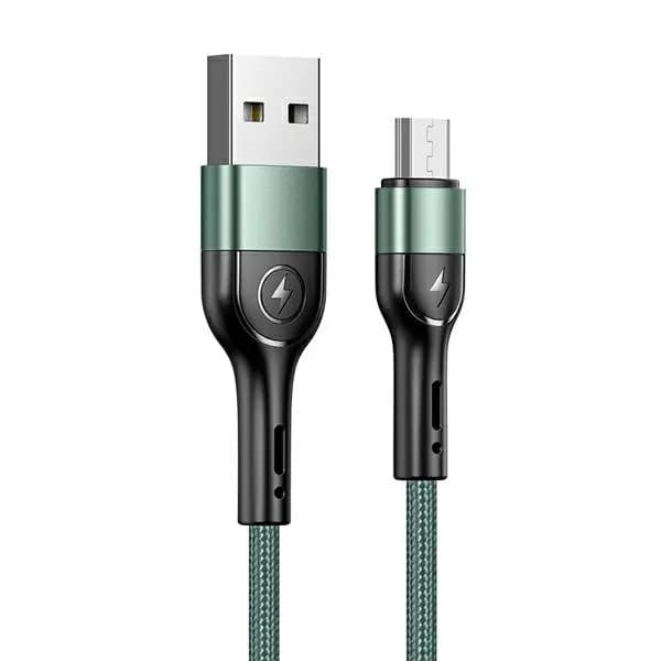 USAMS Punottu kaapeli U55 2A micro USB vihreä/vihreä 1m SJ450USB02 (US-SJ450)