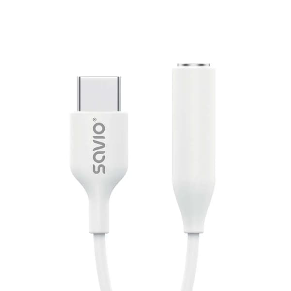 Adapter USB Savio USB-C - Jack 3.5mm Hvid (SAVAK-52)