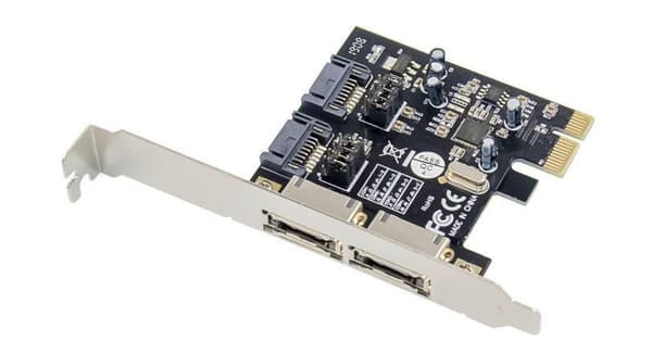 MicroConnect 2-portars SATA3.0 PCIe-kort Huvudchip: ASM1061 2 x extern eSATA3 + 2x, intern SATA