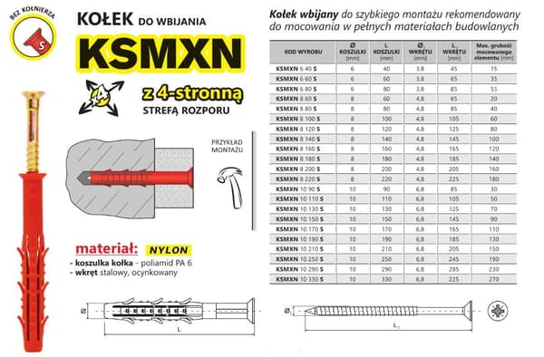 HURTIG MONTERINGSTAP KSMXN 6*60MM