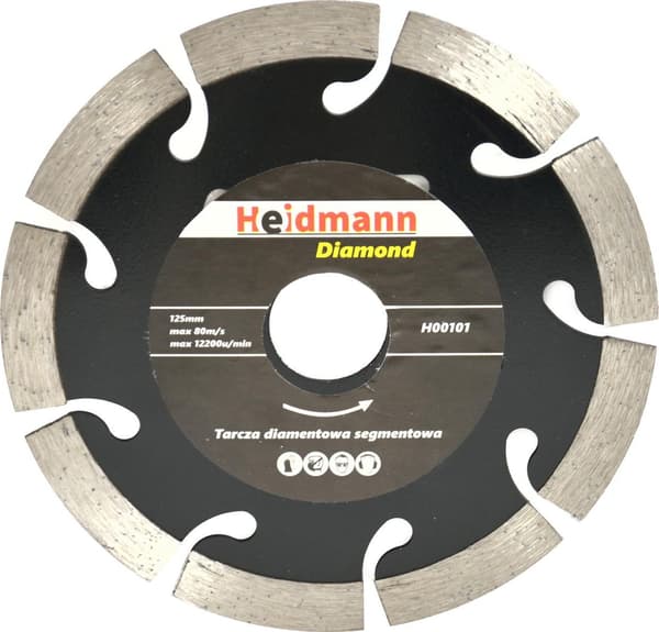 Diam skive segm.125x22.2x10mm Heidmann/sort/ (100/200)