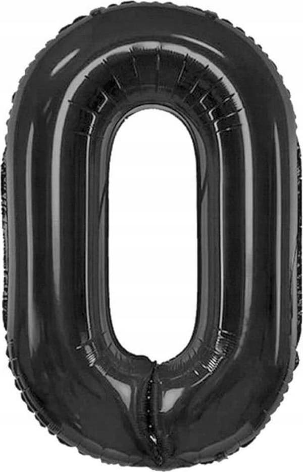 Folieballong B&C siffra 0 matt svart 85 cm