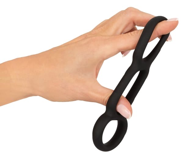 Erecto Triple Ring Flydende Silikone Anatomisk Støttesystem Sort