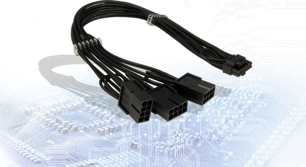 Inter-Tech GPU-02 -sovitin (12-nastainen) 3 x 8-nastaiseen PCIe-liitäntään, 34 cm