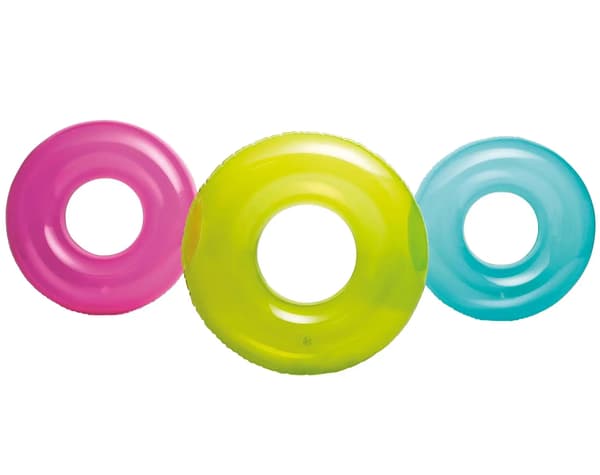 Läpinäkyvä uimarengas 3 väriä 76cm pussissa 59260NP INTEX
