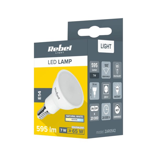 Rebel Led-lamppu 7W, E14, 4000K, 230V