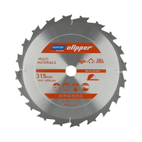 NORTON RUNDSAV 315mm x 30mm x 20z MULTI MATERIALER NEDRIVNING (3,2/2,2)