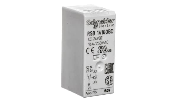 Relpol 1P 16A 24V DC Grænsefladerelæ (RSB1A160BD)