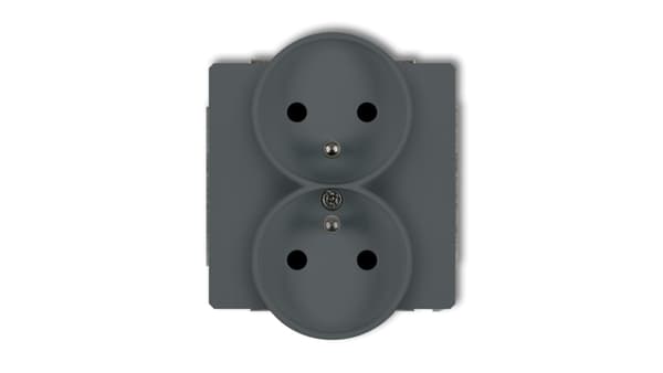 Karlik Dobbelt Deco stikkontakt med/u grafit mat (28DGpr-2z)