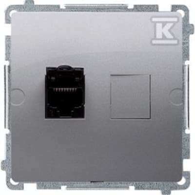 Simon Basic Enkelt computerstik RJ45, kat. 6, med støvdækket rustfrit stål BM61.01/21