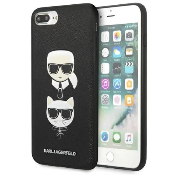 Karl Lagerfeld KLHCI8LSAKICKCBK iPhone 7 Plus/8 Plus sort/sort hardcase Saffiano Karl&Choupette Head