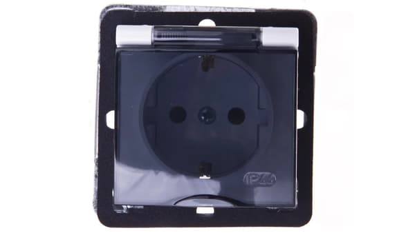 Ospel Socket Impression stänksäker med jordning schuko IP-44 vitt röklock (GPH-1YS/M/00/D)