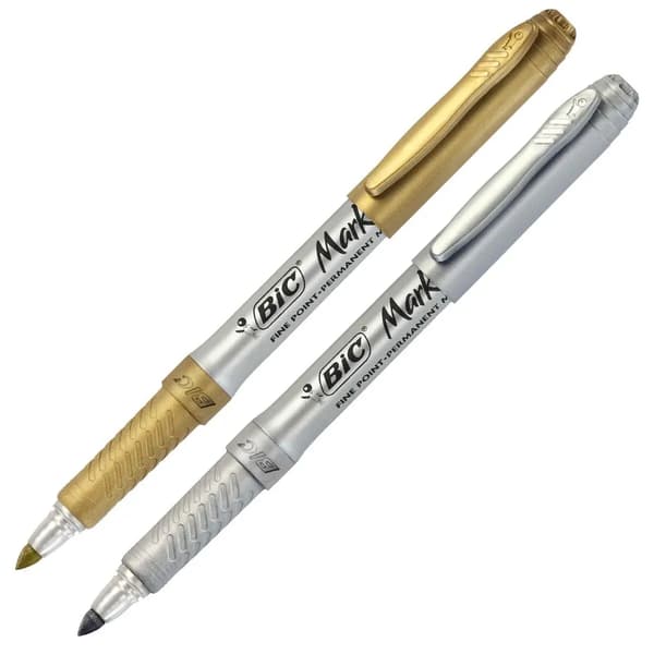 Tuschpenne Bic Marking Guld Sølv 1,7 mm (12 enheder)