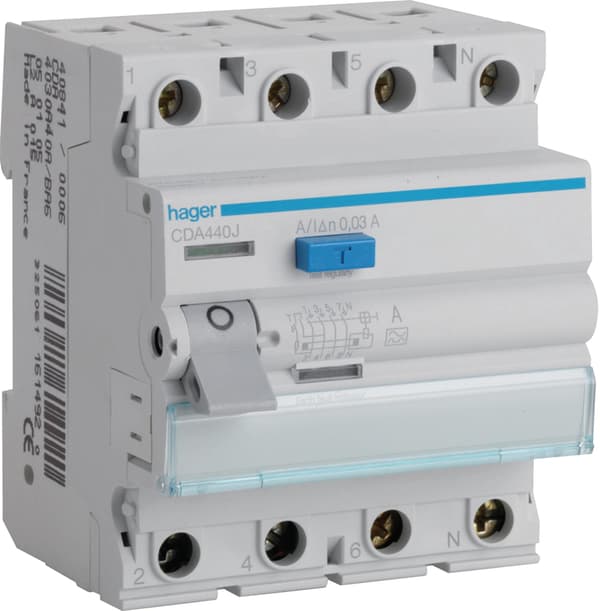 Hager Vikavirtakytkin 4P 40A 0.03A A CDA440J