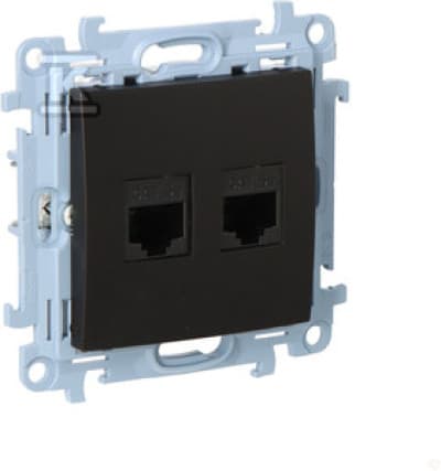 SIMON 10 Computerstik dobbelt 2xRJ45 kat. 5e til ramme sort mat C52.01/49