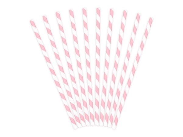 Party Deco Papirsugerør til drikkestriber, lyserød, 19,5 cm, 10 stk. universal