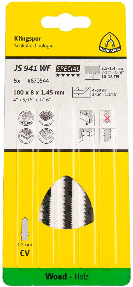 KLINGSPOR STIKSAWKLINGE 100x5x1,45mm JS 941 WF /5stk.