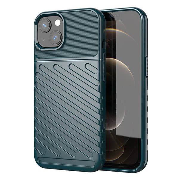 Thunder Case Fleksibelt Robust Panser Telefoncover TPU Beskyttelsescover til iPhone 13 mini grøn