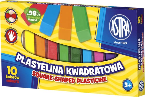 Plastilin firkantet 10 farver ASTRA