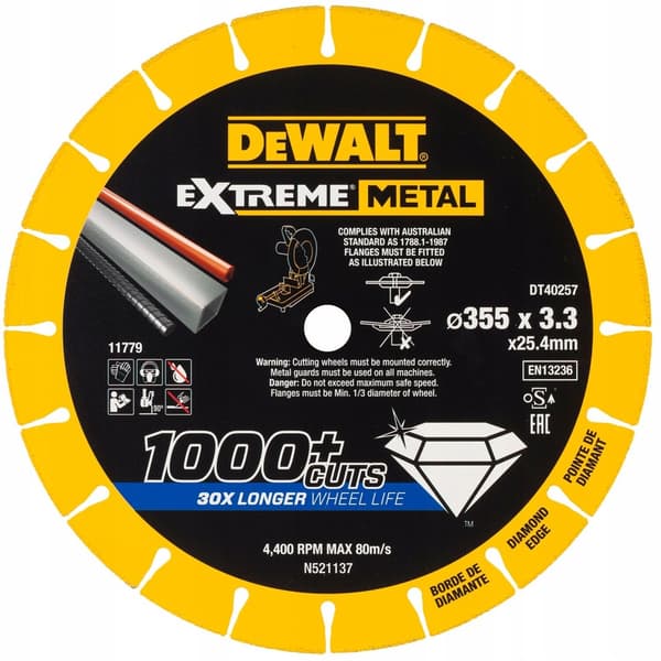 DEWALT SKIVE METAL 355x3,3x25.4mm DIAMANT