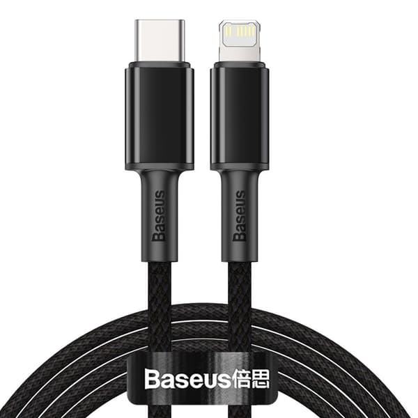 Baseus Type-C - Lightning flätad snabbladdningskabel med hög densitet PD 20W 2m Svart (CATLGD-A01)